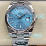 Swiss 1-1 Replica ARF Rolex Day-Date 40mm Ice Blue Dial Stainless Steel Watch 